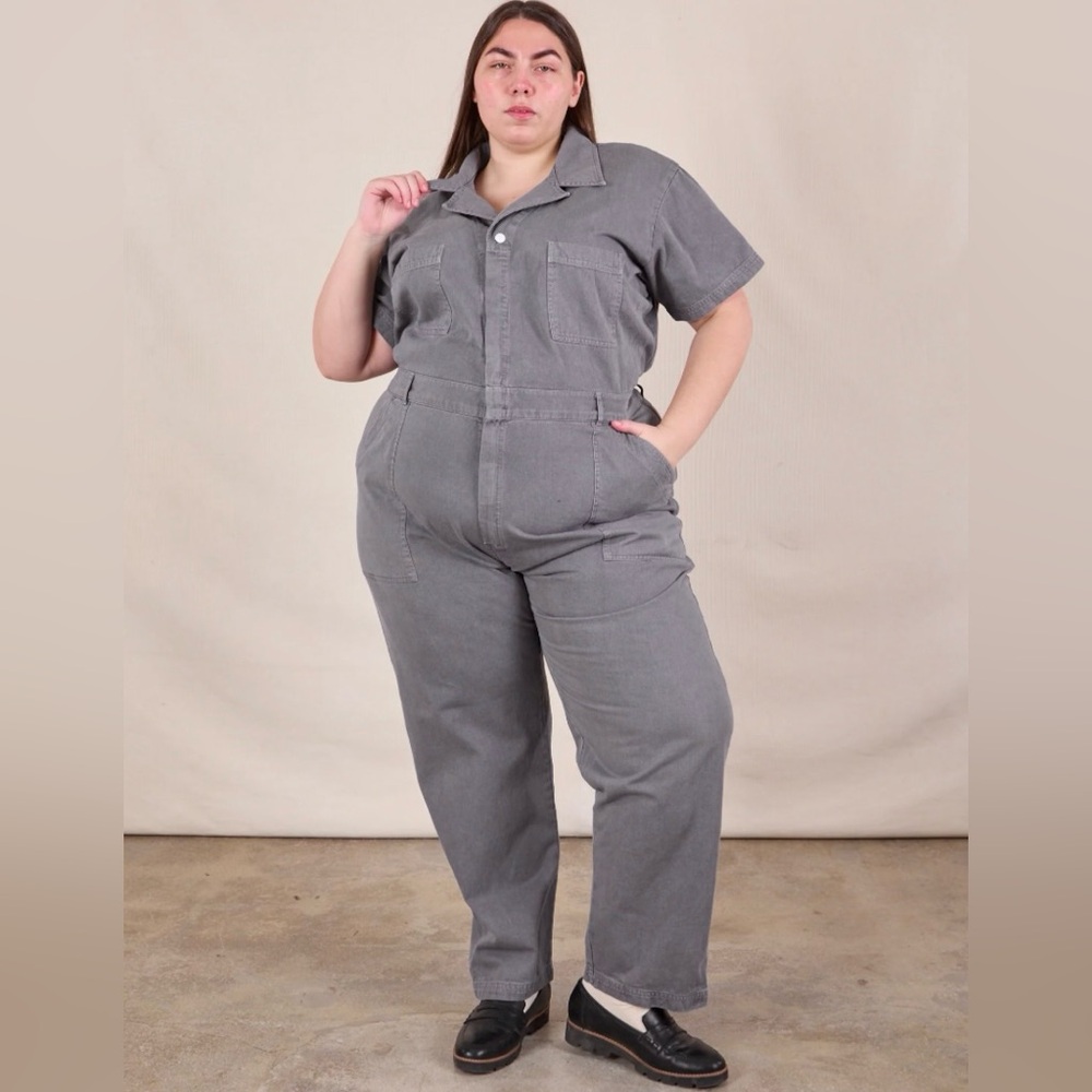 Big Bud Press Weathered Grey Short Sleeve Jumpsuit, 1X, Sample Sale Item